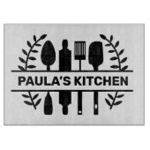 Aangepaste naam met keukengerei-afbeelding snijplank (Voorkant)