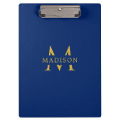 Aangepaste naam met monogram navy professioneel klembord (Voorkant)