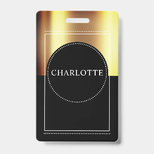 Aangepaste naam Metallic Goud Zwarte Badge