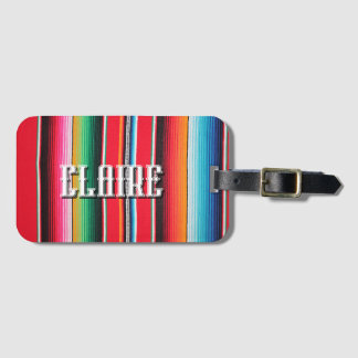 Aangepaste naam Mexico Serape – Mexicaanse Poncho  Bagagelabel