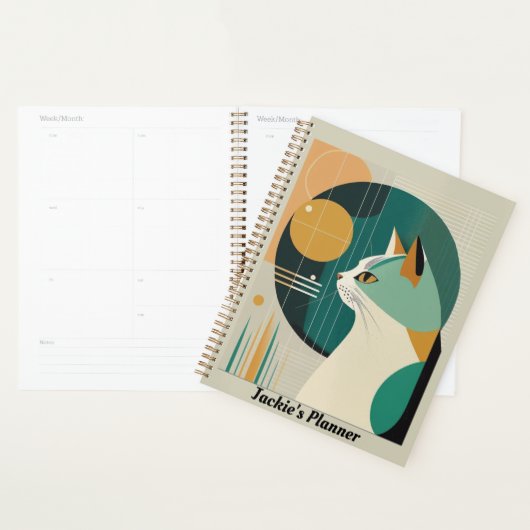 Aangepaste naam Mid-Century Moderne Kat Planner (Display)