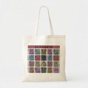 Aangepaste naam Miniature Schnauzer Retro Kunst Ca Tote Bag