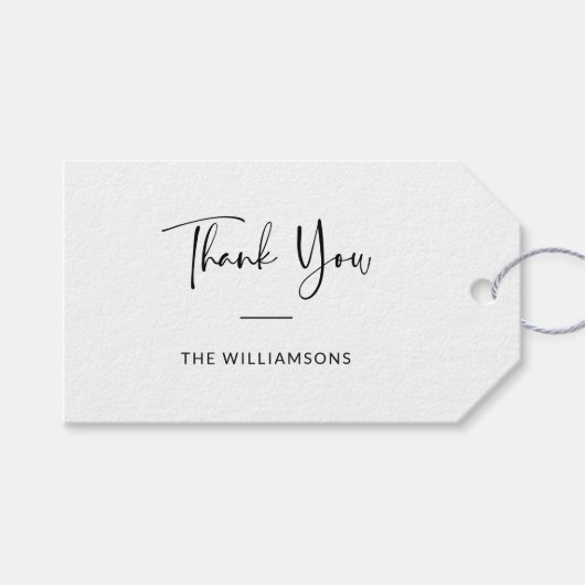 Aangepaste naam Minimalist Zwart Wit Dank u Cadeaulabel (Voorkant (Horizontaal))