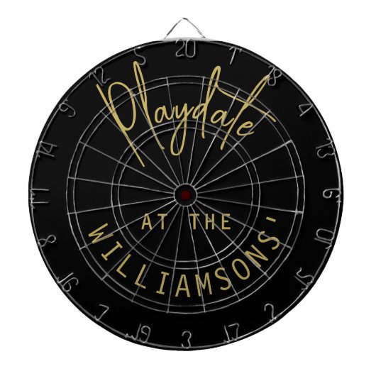 Aangepaste naam Minimalistisch Black Gold Playdate Dartbord (Voorkant)