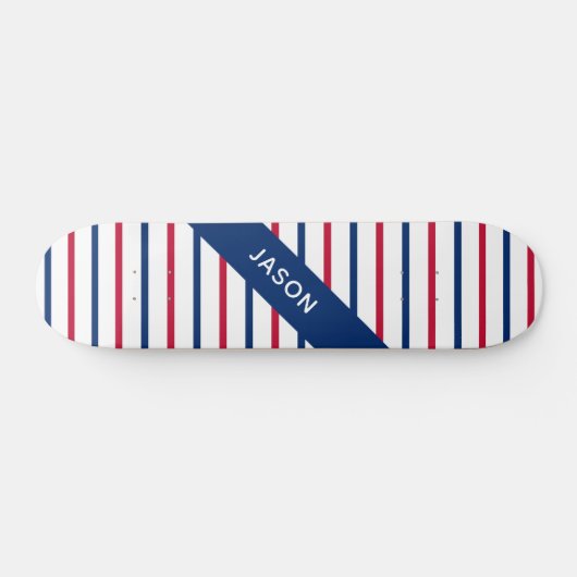 Aangepaste naam Minimalistisch Rood- en Blauwe Str Skateboard (Horizontaal)