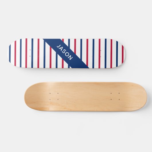 Aangepaste naam Minimalistisch Rood- en Blauwe Str Skateboard (Horizontaal)