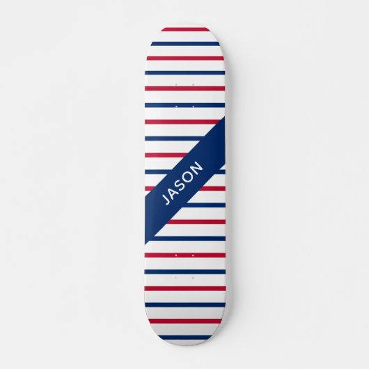 Aangepaste naam Minimalistisch Rood- en Blauwe Str Skateboard (Voorkant)