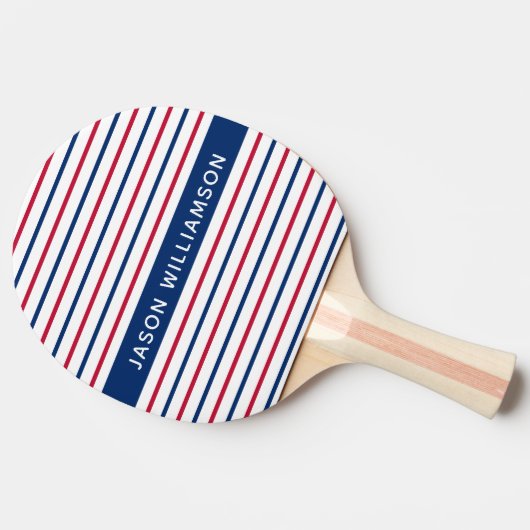 Aangepaste naam Minimalistisch Rood- en Blauwe Str Tafeltennisbatje (Zijkant)