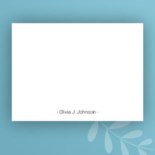 Aangepaste naam Minimalistisch White Flat Note Kaa Notitiekaartje