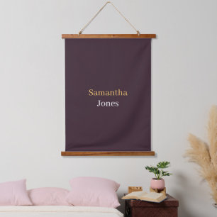 Aangepaste naam minimalistische moderne bordeauxro hangend wandkleed