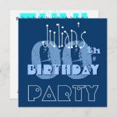 Aangepaste naam Modern 00th Birthday Blue Sjabloon Kaart (Voorkant / Achterkant)