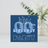 Aangepaste naam Modern 00th Birthday Blue Sjabloon Kaart (Staand voorkant)