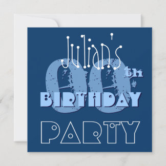 Aangepaste naam Modern 00th Birthday Blue Sjabloon Kaart