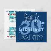 Aangepaste naam Modern 30th Birthday Huesof Blue Kaart (Voorkant / Achterkant)