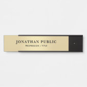 Aangepaste Naam Modern Elegant Zwart & Goud Glamou Deurbordje (Voorkant)