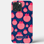 Aangepaste Naam Modern Granaatappel Patroon Marine Case-Mate iPhone Case (Achterkant)
