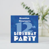 Aangepaste naam Modern Kind 12e verjaardag Blauw C Kaart (Staand voorkant)