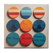 Aangepaste naam Modern Mid Century Geometrisch pat Tegeltje (Voorkant)