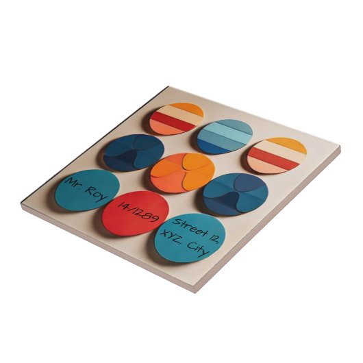 Aangepaste naam Modern Mid Century Geometrisch pat Tegeltje (Zijkant)