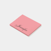 Aangepaste naam Modern script Coral Pink Post-it® Notes (Schuin)