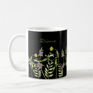 Aangepaste naam modern trendy waterverf botanisch koffiemok