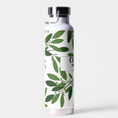 Aangepaste naam Modern Wedding Olive Branch Green Waterfles (Rechts)
