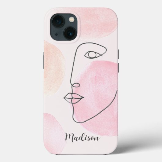 Aangepaste naam moderne gezichtslijn Case-Mate iPhone case (Achterkant)