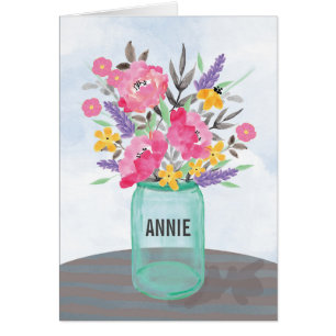 Aangepaste naam Moederdag Jar Vase met bloemen