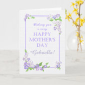 Aangepaste naam Moederdag Mauve Phlox Flowers Kaar Kaart (Gele Bloem)