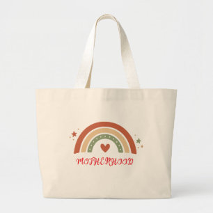 Aangepaste naam Moederschap Boho Regenboog Katoene Grote Tote Bag