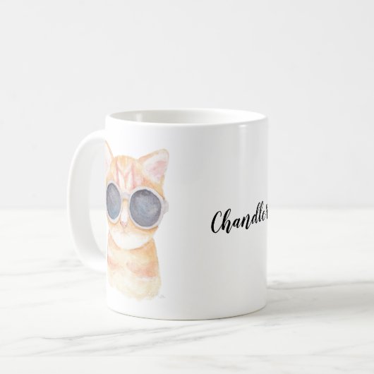 Aangepaste naam Mok Cute Funny Cat Personalized Mu (Voorkant links)