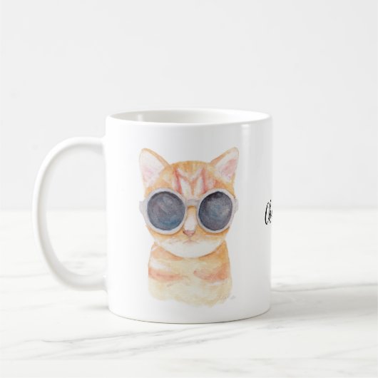 Aangepaste naam Mok Cute Funny Cat Personalized Mu (Links)