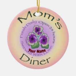 Aangepaste naam Moms Diner Keramisch Ornament