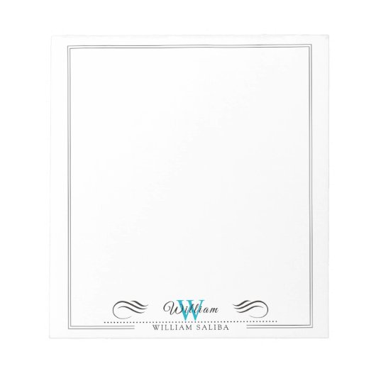 Aangepaste naam & Monogram 5,5" x 6" Notitieblok – (Voorkant)