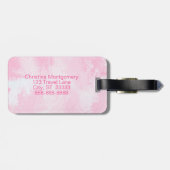 Aangepaste naam monogram beginletter Roze Hart Bagagelabel (Achterkant horizontaal)