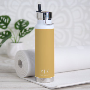 Aangepaste naam Monogram Geel Waterfles