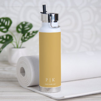 Aangepaste naam Monogram Geel Waterfles