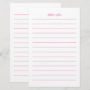 Aangepaste naam Monogram Gevoerd Roze Wit Meisje Briefpapier