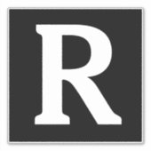 Aangepaste naam Monogram Initialen Zwart Wit Sticker (Voorkant)