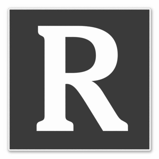 Aangepaste naam Monogram Initialen Zwart Wit Sticker (Voorkant)