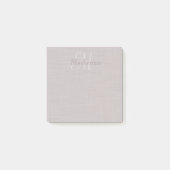 Aangepaste naam Monogram Linnen Print Mauve Gray Post-it® Notes (Voorkant)