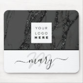 Aangepaste naam monogram marmer Black WHite Muismat (Voorkant)