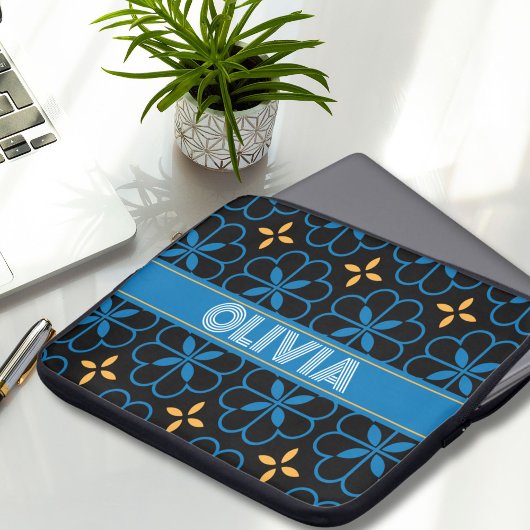 Aangepaste naam Monogram Mediterrane Laptop Sleeve