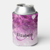 Aangepaste naam Monogram Paarse Ombre Crystals Blikjeskoeler (Blikje Voorkant)