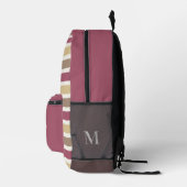 Aangepaste naam & Monogram Retro Stripes Patroon Bedrukte Rugzak (Rechts)
