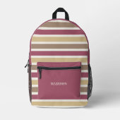Aangepaste naam & Monogram Retro Stripes Patroon Bedrukte Rugzak (Voorkant)