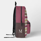 Aangepaste naam & Monogram Retro Stripes Patroon Bedrukte Rugzak (Links)