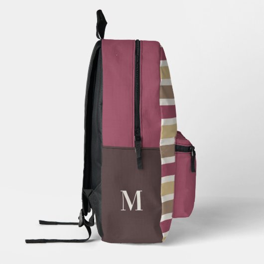 Aangepaste naam & Monogram Retro Stripes Patroon Bedrukte Rugzak (Links)