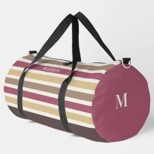 Aangepaste naam & Monogram Retro Stripes Patroon Plunjezak