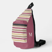 Aangepaste naam & Monogram Retro Stripes Patroon Sling Bag (Rechterhoek)